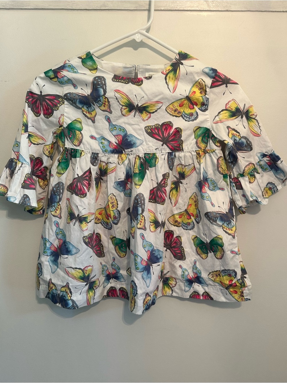 Gymboree Girls White Butterfly Print Peplum Top size 14